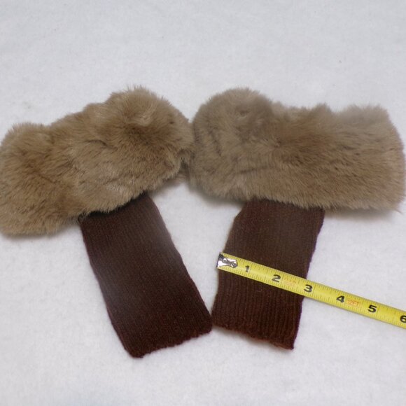 NEW Faux Fur Brown Boot Toppers Ribbed Knit - Picture 4 of 4